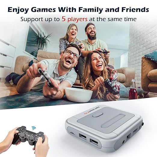 Kinhank Super Console X with 65,000+ Classic Games Retro Video Game Consoles,Emulator Console for HD/AV Output,Compatible with 60+ Emulators, 2 Wireless Controllers,Gift for Holiday