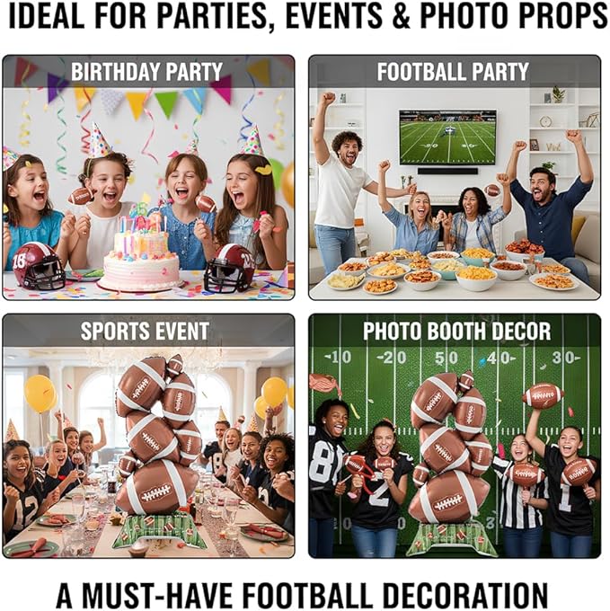 Football Party Supplies, 59 Inch Standing Football Balloons Pile for Party Decorations, Sports Theme Birthday, Game Day Celebration, Outdoor & Indoor Photo Backdrop