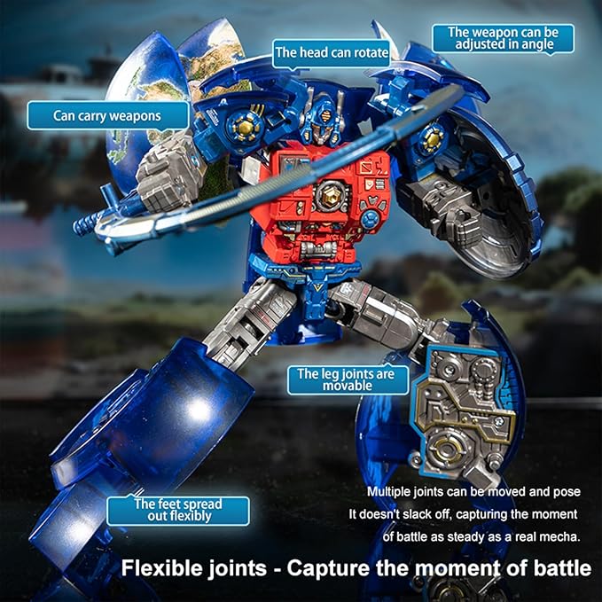 2-in-1 Transforming Robot Toys, Globe Transform to Robots Action Figure, 2 Shapes Deformation Action Figures Toy for Kids & Adults, STEM Educational Toy, Birthday Christmas Party Gifts for Boys