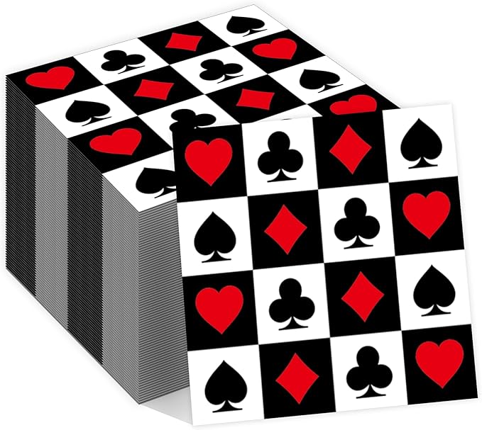 40Pcs Casino Poker Card Party Napkins Las Vegas Theme Party Paper Napkins Disposable Party Napkins Set Texas Holdem Paper Luncheon Napkins Casino Poker Card Theme Party Supplies