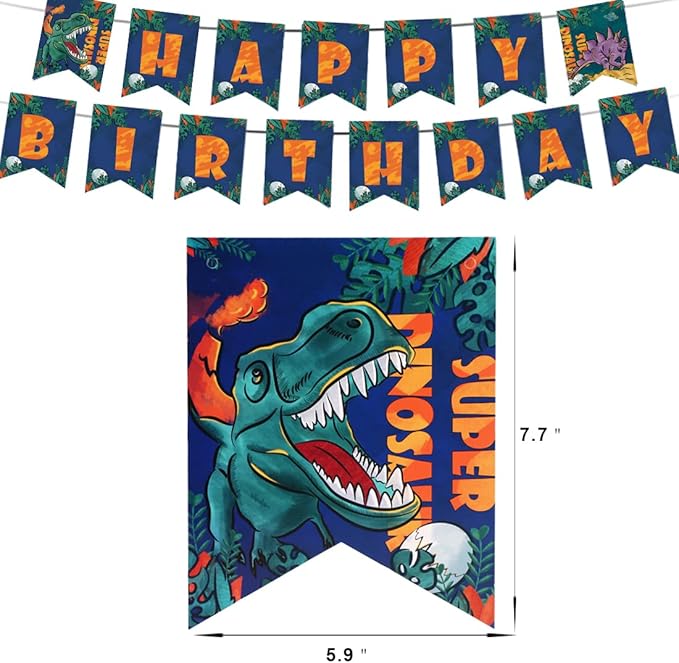 Dinosaur Birthday Party Supplies Kit For Boys, Dinosaur Party Decorations-20 Guest-Include Dino Plates Cups Napkins Banner Cutlery Balloon Tablecloth Straws Toppers