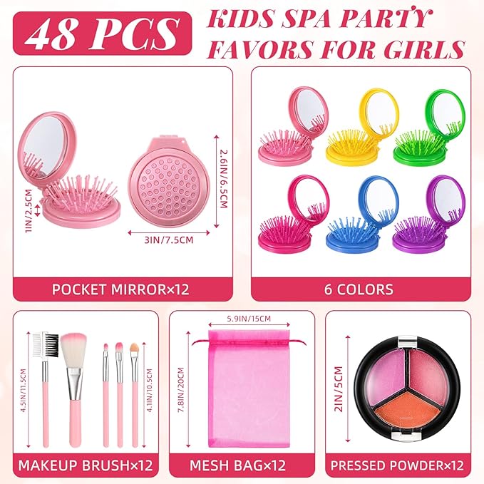 12 Sets Kids Makeup Kit for Girls, Kids Spa Party Supplies for Girls, Sleepover Makeup Cosmetic Set Birthday Party Favors Toddler Girl(Multicolor)