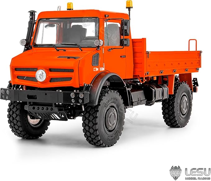 LESU U4023 AWD 1/14 RC Off Road Car Metal Radio Control All Terrain Vehicle Light Truck Model Axle Lock Wheel Hub Reduction Hobby Grade Model for Ages 14+(Orange)