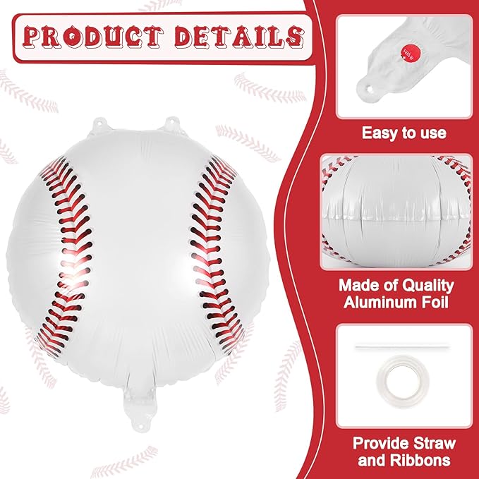 12 Pcs Baseball Balloons,18 Inch Baseball Foil Balloons,Baseball Party Decorations Sports Mylar Balloon for Birthday Party Sports Theme Party Supplies (Baseball)