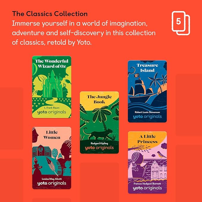 YOTO The Classics Collection – 5 Kids Audio Cards for Use with Player & Mini All-in-1 Audio Device, Screen-Free Listening with Fun Playtime, Bedtime & Travel Stories, Ages 8+
