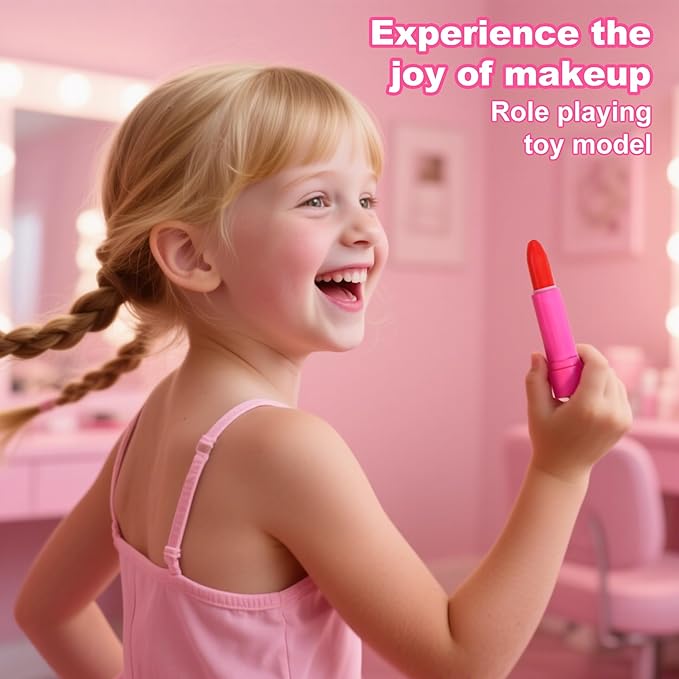 Children's Home Makeup Toy Set of 10, Liquid Free and Powder Free, Girl Dress-Up Toy, Kids Pretend Play，Toys for Girls Princess Birthday Gift Age 4 -12