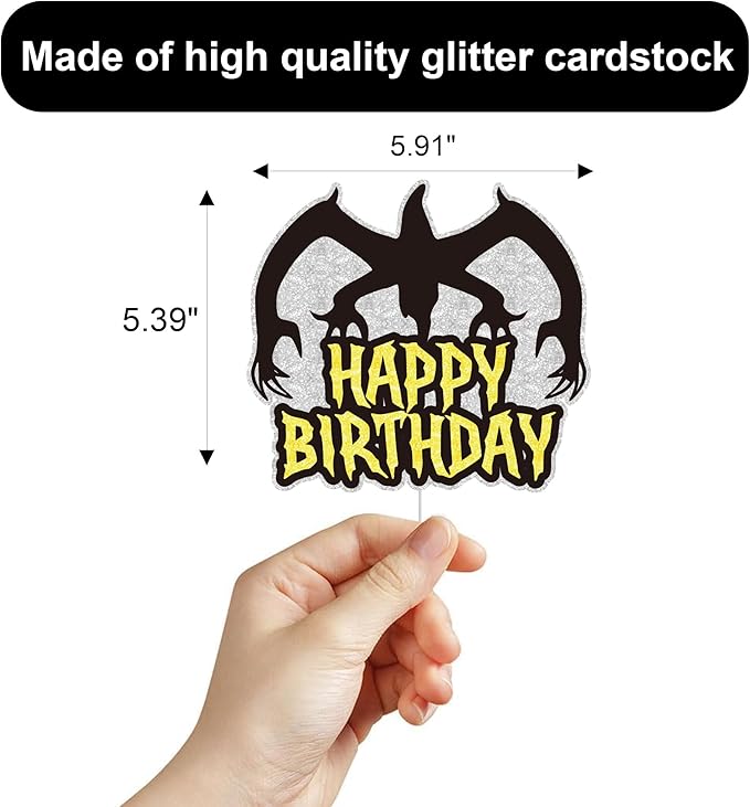 Stranger Birthday Cake Topper Black Glitter Cake Topper Stranger Themed Things Birthday Decorations for Birthday Party Supplies