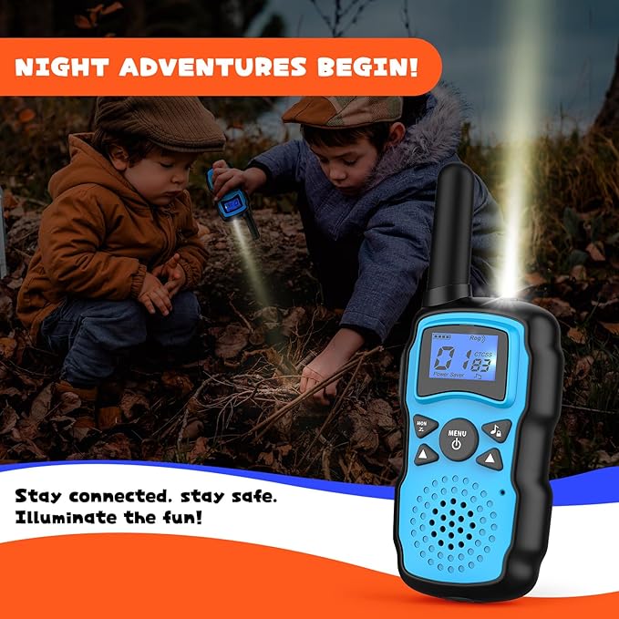 Wishouse Walkie Talkies for Kids Adults Rechargeable Long Range 4 Pack with 2 USB Chargers 12 Batteries,Family Walky Talky,Outdoor Camping Games Indoor Toys Birthday Xmas Gift for Boys Girls Children