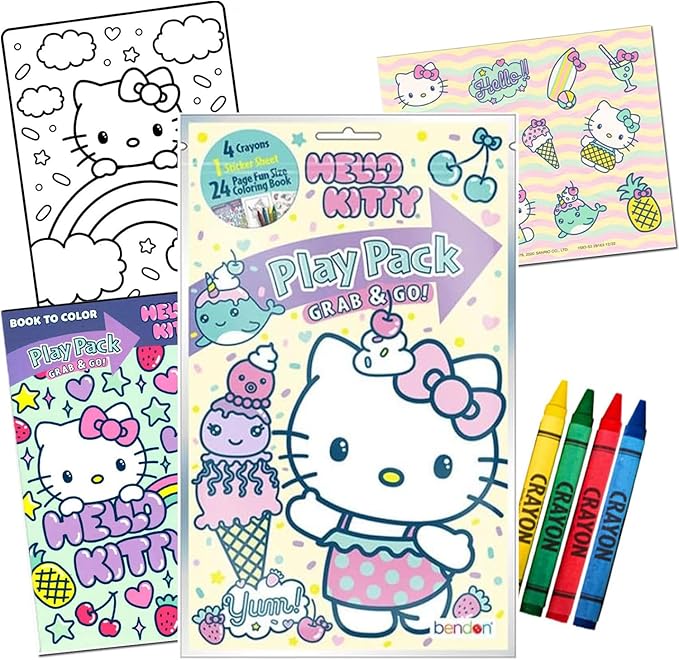 Hello Kitty Party Favors Pack - Bundle with 12 Play Packs with Stickers, Coloring Books and Crayons Party Supplies Set