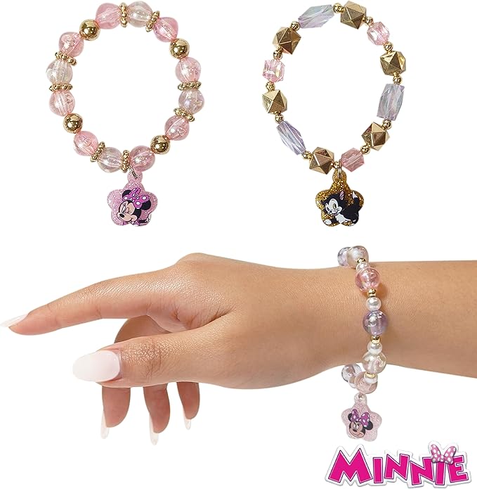 LUV HER Disney Minnie Girls Jewelry Set - Dress up Toy Jewelry Box Sets with Bead Necklace, Bead Bracelet and Ring - Play Accessories - Ages 3+