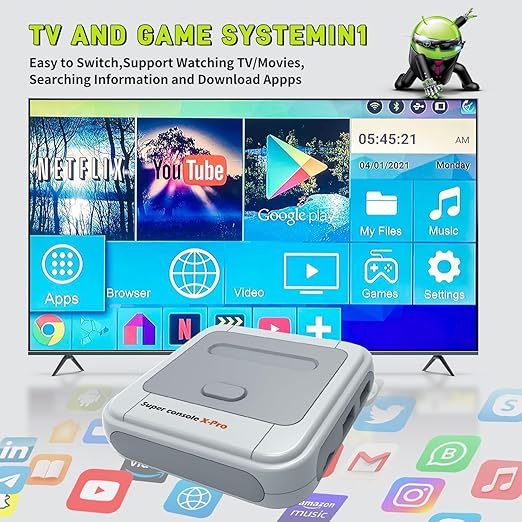 Kinhank Super Console X Pro with 100000+ Games,TV & Game System in 1, Mini Retro Game Consoles for 4K HD/AV Output,Compatible with 63+ Emulators,2 Game Controllers
