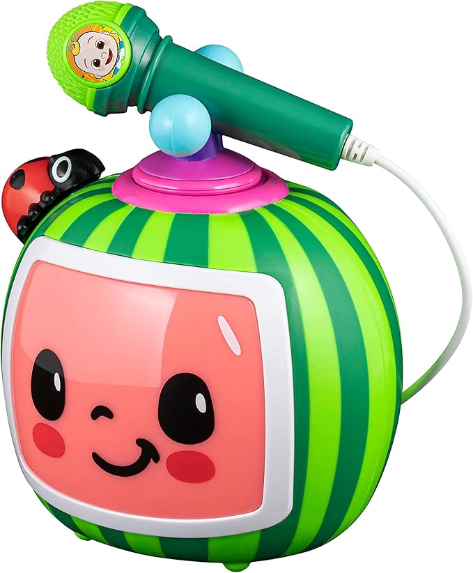 eKids Cocomelon Toy Karaoke Machine for Kids with Microphone and Musical Activators, Includes Night Light with Sleep Sounds and Lullabies for Toddlers, Green