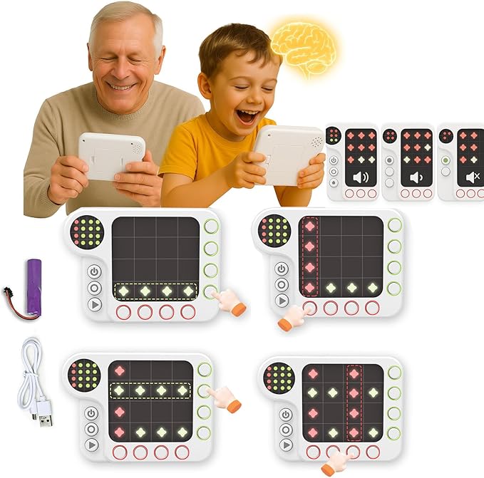 Rechargeable Electronic Brain Game with 300 Original Challenges,Hand held Puzzle Games for Kids Adult Teen Seniors-Road Trip Activities&car&Airplane&Travel Offline Games for Kids 8-12