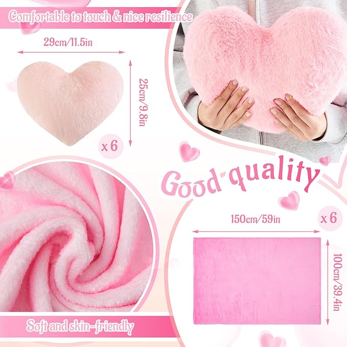 36 Pcs Sleepover Party Supplies for Girl Spa Slumber Birthday Favors Throw Blanket Pillow Eye Mask Headband Scrunchies (Solid Color,Princess Pink)