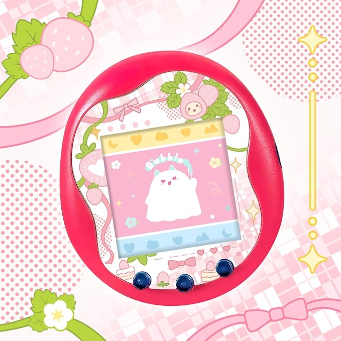 Holographic Laser Faceplate Sticker for Tamagotchi Uni, Self-Adhesive DIY Face Plate Decal, Shimmering Protective Skin for Virtual Pet - (for uni-Strawberry Pink)