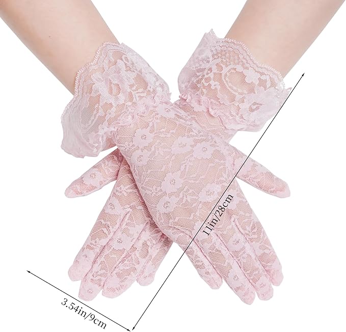obmwang 5 Pieces Girls Tea Party Supplies Tea Party Gloves Hats Girls Kids Tea Party Necklace Fan for Girls Tea Party Costume