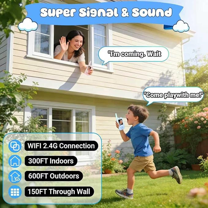 Video Walkie Talkies for Kids Ages 3-12, 2 Pack Rechargeable Walkie Talkie Toys with Screen & 4 Voice Changers, Long Range Two Way Radios for Indoor Outdoor Games, Birthday Gifts for Boys