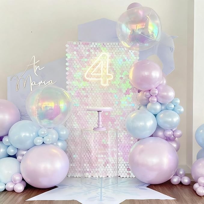 Pink Purple Blue Balloons,Pastel Balloon,Iridescent Pearl Pink Blue Purple Latex Balloons for Girls Mermaid Snowflake Princess Birthday Baby Shower Party Decorations