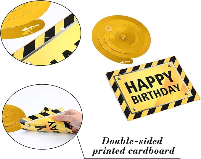 Blulu 30 Pieces Construction Birthday Party Supplies Construction Decoration Zone Party Hanging Swirl Traffic Zone Theme Streamers, Kids Boy Truck Foil Swirls Decorations(Cool)