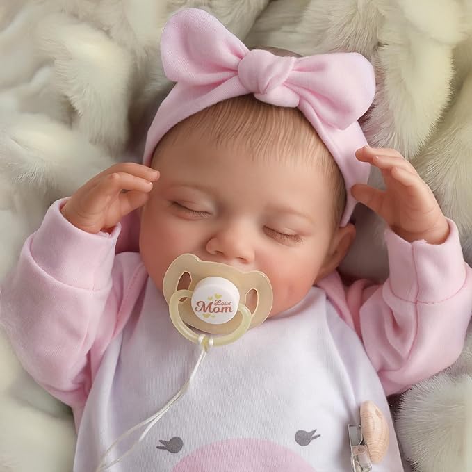 BABESIDE Lifelike Reborn Baby Dolls - 20-Inch Sweet Smile Real Life Realistic-Newborn Full Body Vinyl Sleeping Baby Girl with Toy Accessories Gift Set for Kids Age 3+