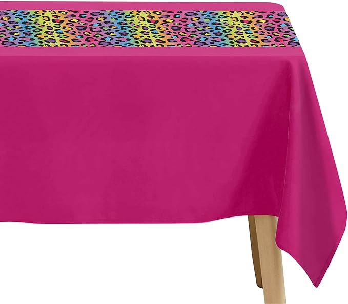 Leopard Party Decorations Tablecloth, 3Pcs Disposable Hot Pink Iridescent Rainbow Cheetah Print Party Supplies Table Cover Printed Table Runner for Birthday Bridal Shower Wedding, 55in x 86in