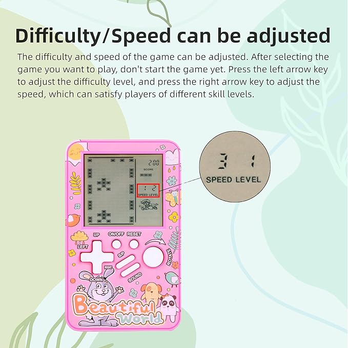 CZT Handheld Block Game Console Built-in Multiple Classic Retro Brick Games Electronic Entertainment Student Game Machine Game playerPortable Gaming Device Kids Girls (Orange)