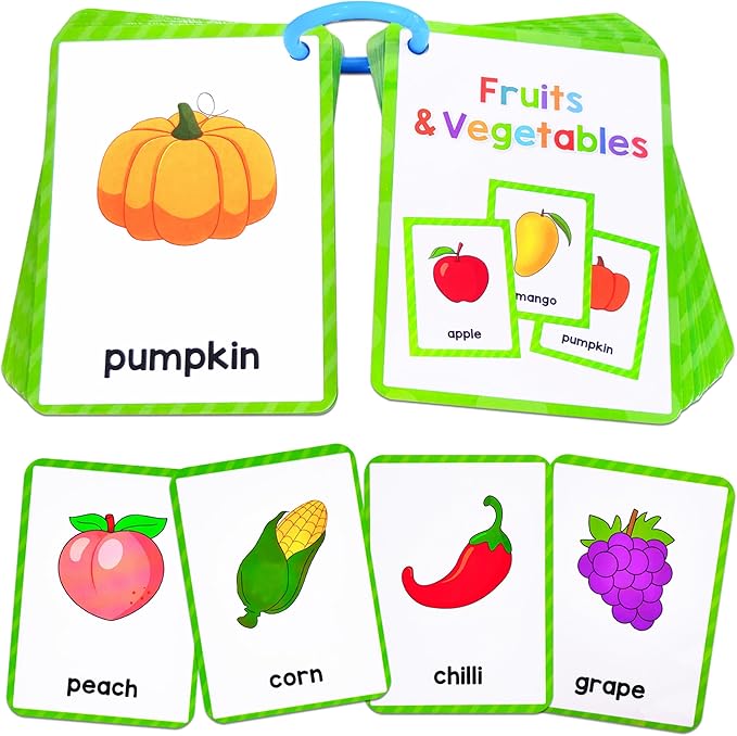 Learning Flashcards Fruits Vegetables, 48 Different Fruits Vegetable, Social Learning Card for Kids