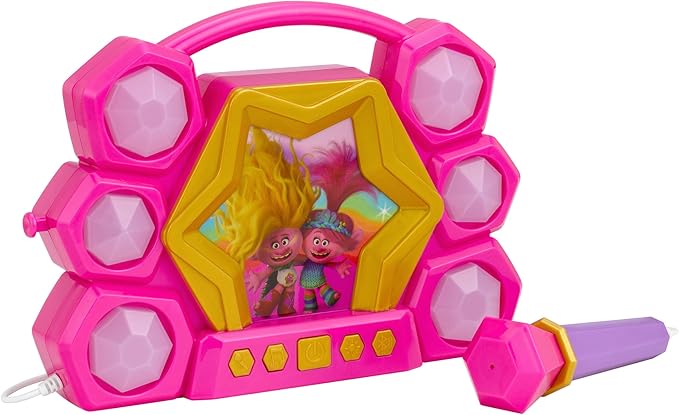 eKids Trolls Band Together Karaoke Microphone with Bluetooth Speaker for Fans of Trolls Toys, Kids Karaoke Machine with Built in Music