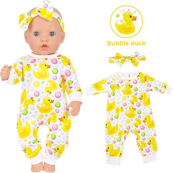 K.T. Fancy 5 Sets Baby Doll Accessories and Baby Doll Clothes with Butterfly Headbands for 14-18 Inch Dolls,10 Pcs in Total