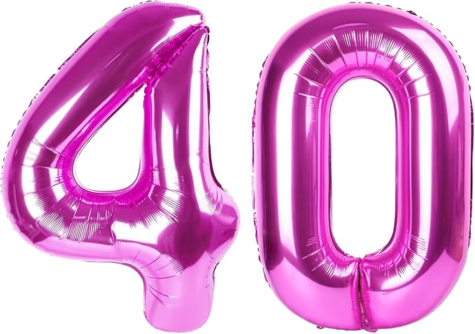 40 Inch Large 40 Balloon Numbers Rose Purple Big Foil Number Balloons Giant Helium Happy Birthday Party Decorations for Man and Women, Huge Mylar Anniversary Party Supplies