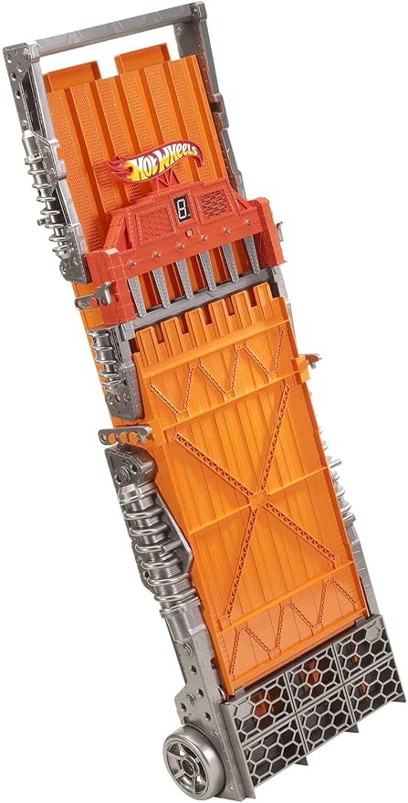 Hot Wheels Toy Car Playset with Lights, Sounds & 6 1:64 Scale Vehicles, Super 6-Lane Raceway, 8-foot Track that Rolls Up for Storage (Amazon Exclusive)