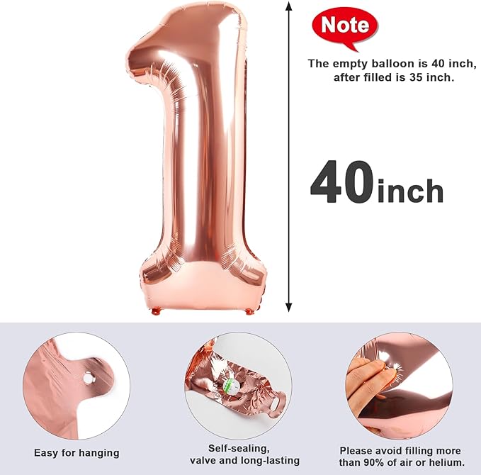 Numbers 17 Balloon 40 Inch, Rose Gold 17th Birthday Decoration for 1 7 17 71 Men & Women, Foil Big Number Balloon for Wedding Store Anniversary Promotion Party Decorations