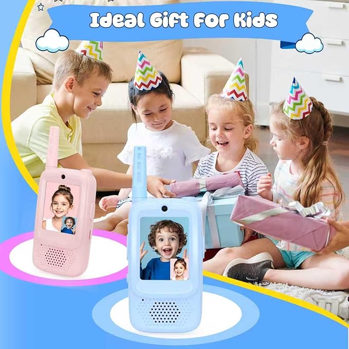 Video Walkie Talkies for Kids Ages 3-12, 2 Pack Rechargeable Walkie Talkie Toys with Screen & 4 Voice Changers, Long Range Two Way Radios for Indoor Outdoor Games, Birthday Gifts for Boys