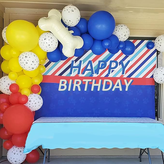 Dog Paw Balloons, 12 Inch Carnival Circus Balloons Red Yellow Blue and White Paw Print Puppy Balloons Colorful Confetti Latex Balloon for Dog Themed Birthday Party Decorations