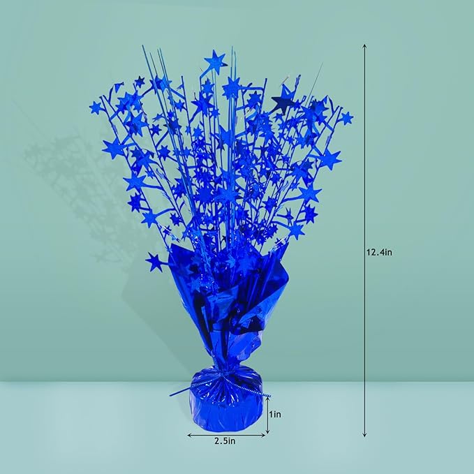 6 Pcs Metallic Foil Star Burst Table Centerpieces Patriotic Decoration for Wedding Birthday Graduation Veteran Day Memorial Day Holiday Party Supplies（Blue)