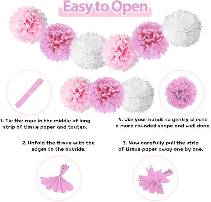 Pink Bow Birthday Party Supplies,Coquette Birthday Decorations,Include Pink and White Bow Balloons Happy Birthday Banner Fringe Curtain Tissue Paper Pompoms Garland