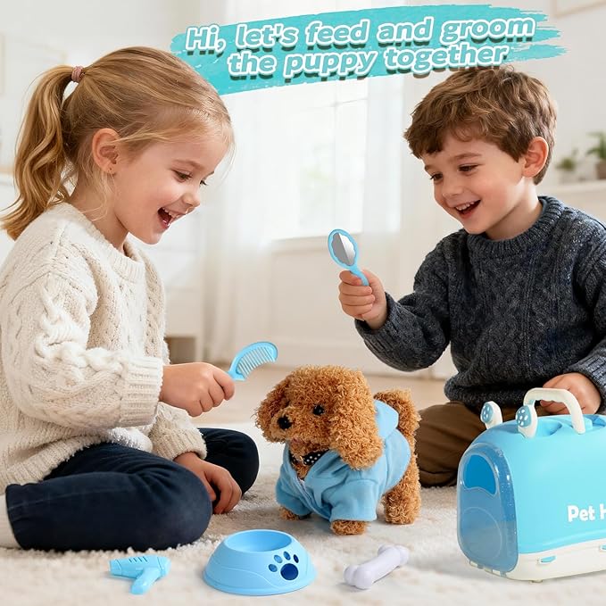 TONZE Dog Toys for Girls Kids Toys for 3 4 5 6 7 8 Year Old Girls Boys Birthday Gift, Realistic Robot Puppy Toy for Kids 3 4 5 6 Year Old, Walking Pet Toy Perritos de Juguetes para Niñas 3 4 5 6 Años