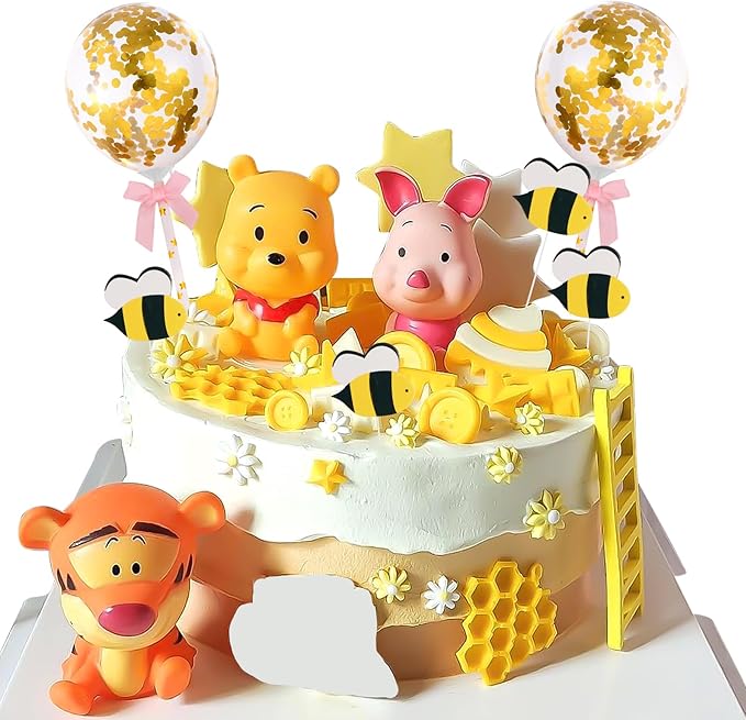 Newmemo Winnie Cake Topper 12Pcs Winnie figurines Pooh Cake Toppers Winnie Cupcake Toppers Pooh Bear Cake Picks Winnie Cake Decorations for Winnie Birthday Baby Shower Party Decorations Supplies