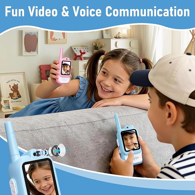 Lapare Kids Video Walkie Talkies, 2-Way Rechargeable Walkie Talkies with Screen, HD Real-time Video Outdoor Toys for Toddlers, for Girls 3 4 5 6 7 8+