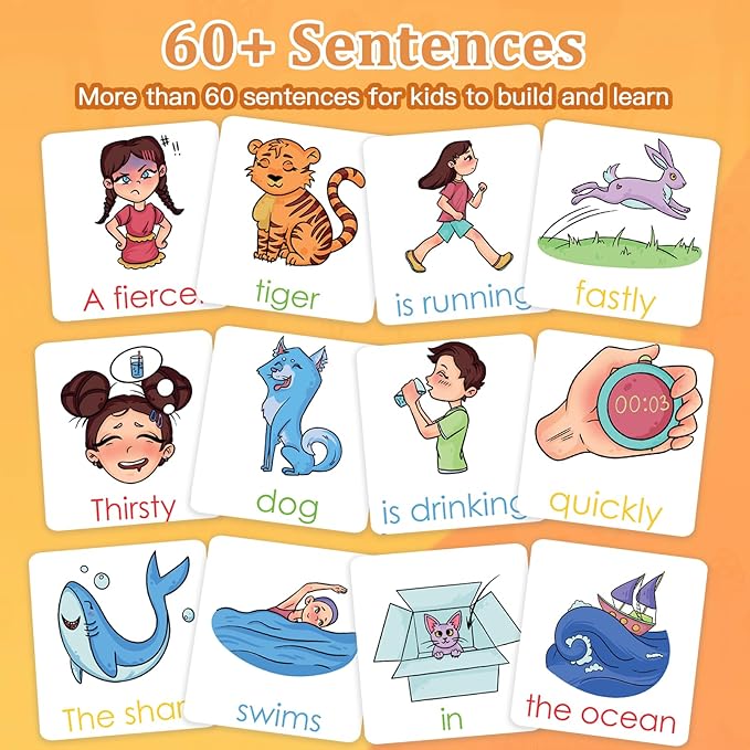 Sentence Building for Kids, Speech Therapy Toys for Toddlers 3-4, Learn to Read Phonics Games, Special Education Homeschool Classroom Supplies