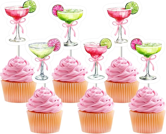 36Pcs Margarita Birthday Cupcake Toppers Green Cocktail Margarita Bridal Shower Decorations Margaritas and Matrimony Bridal Shower Cake Decor for Girl Mexican Fiesta Wedding Party Supplies