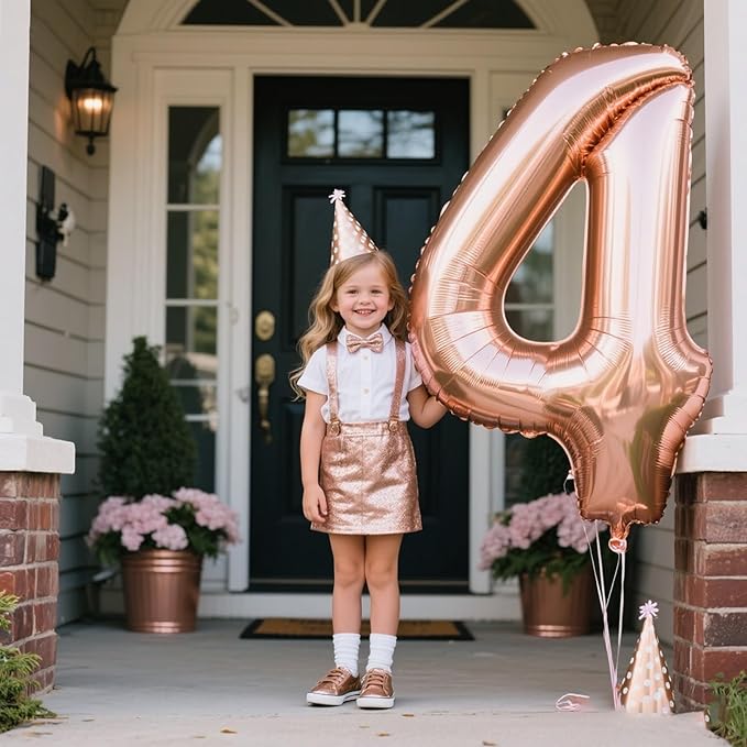 Rose Gold Number 4 Baiioons 40 Inch Number Balloons Giant Jumbo 14 24 Foil Mylar Helium Number Digital Champagne Gold Birthday 40 Birthday Party Anniversary Events Party Decorations