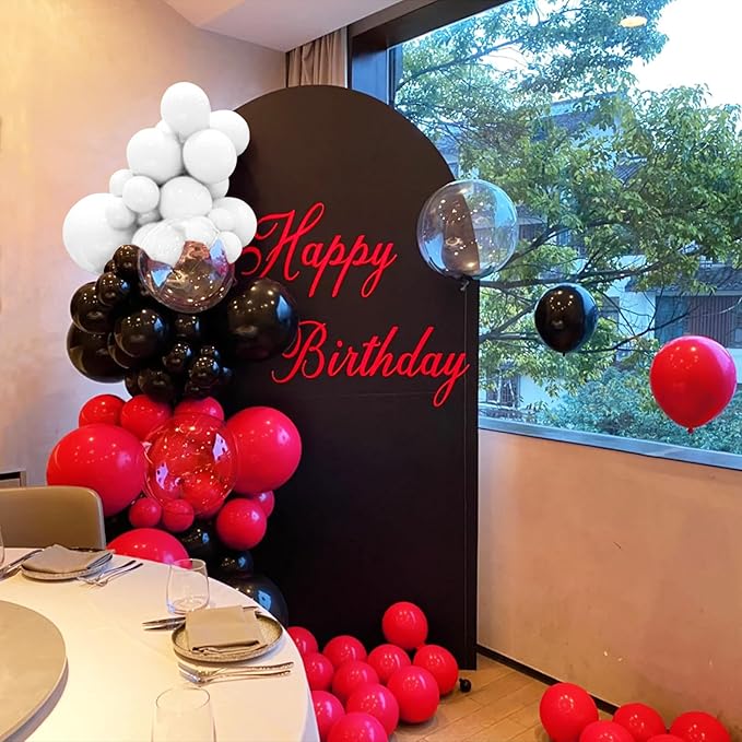 Red and Black Balloons 100Pack 12 inch Matte Black Red and White Latex Balloon Bulk for Birthday Party Graduation Racing Car Poker Card Decorations Supplies