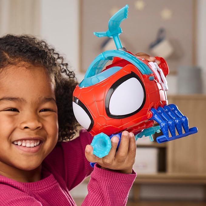 SPIDEY AND HIS AMAZING FRIENDS Marvel Team Spidey Copter, 3-Inch (7.6 CM) Action Figure & Toy Vehicle with Projectile, Super Hero Toys, Ages 3+