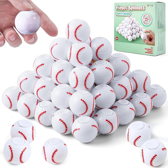 JOYIN 72 Pack Baseball Fidget Spinners for Kids, Baseball Party Favors, Fidget Toys Bulk, Stress Balls, Easter Egg Fillers Goodie Bags Stuffers for Birthday Party, Treasure Box Toys for Classroom