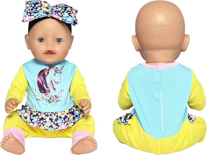 SOTOGO 5 Sets Doll Clothes Outfits Jumpsuits with Hats for 14 to 17 Inch New Born Dolls, American 18 Inch Dolls Clothes and Accessories