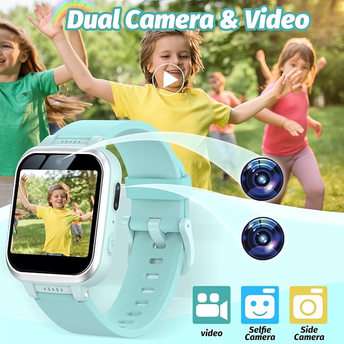 Kids Smart Watch with Puzzle Games HD Touch Screen Camera Video Music Player Pedometer Alarm Clock Flashlight Fashion Kids Smartwatch Gift for 6-13 Year Old Boys Girls Toys