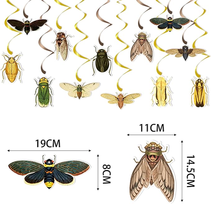 12 Pcs Bug Hanging Swirls 2 Pcs Insect Banners for Bug Party Decorations Insect Birthday Party Supplies