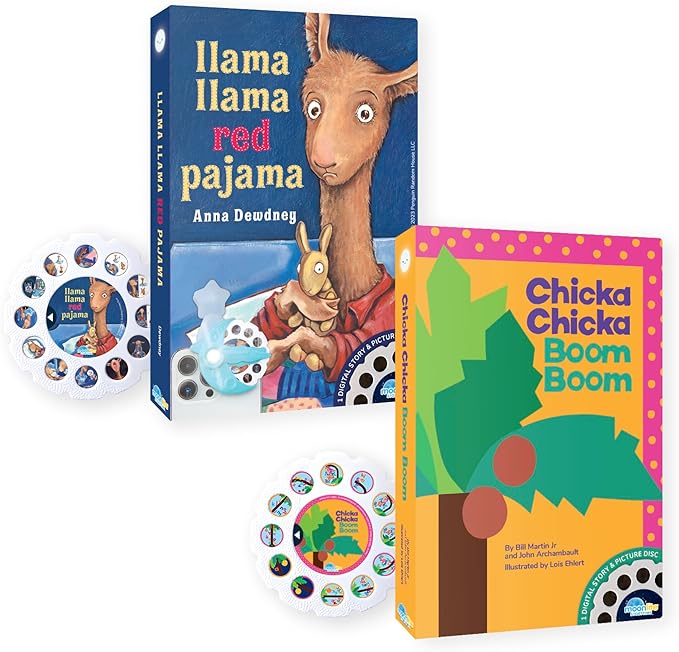 Moonlite Storytime 2-Story Bundle, Requires Moonlite Projector (Sold Separately), Chicka Chicka Boom and Llama Llama Red Pajama, Vibrant Storybook Art Projections with Sound Effects & Music