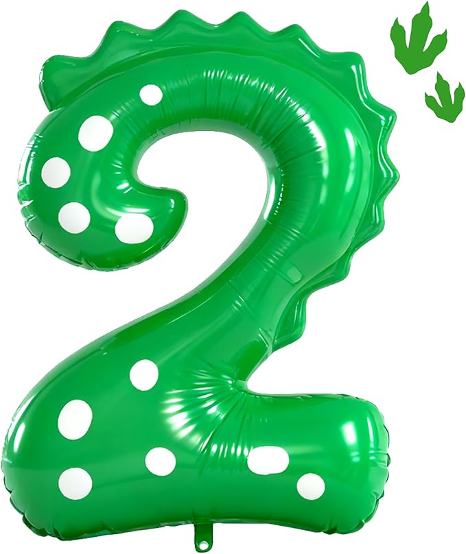 Green Dinosaur Balloons 2nd Birthday Decorations For Boys,40inch Big Dinosaur Number 2 Balloon Birthday Party Decoration for Kids Birthday Party Decoration Supplies